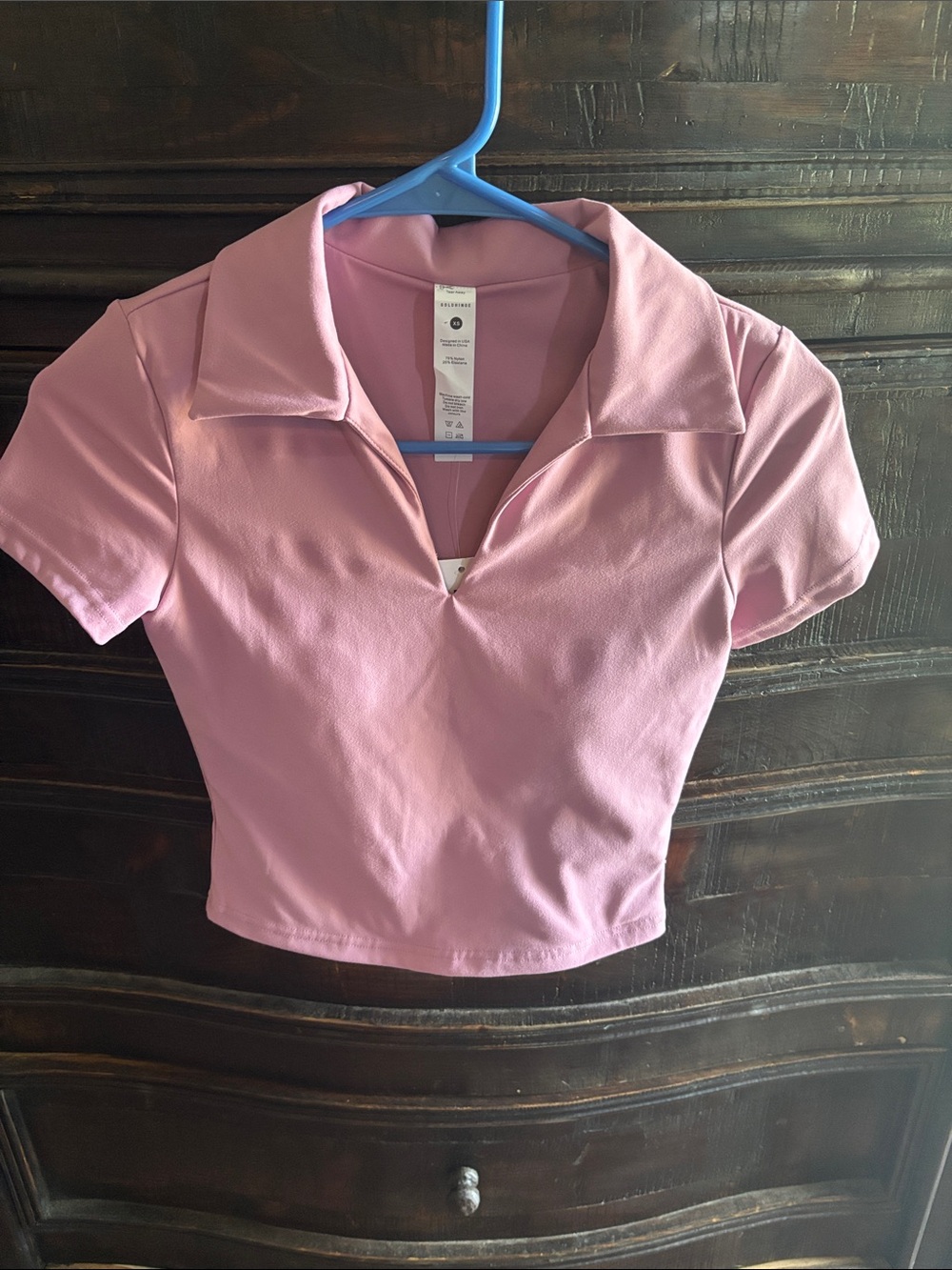 NWT Gold Hinge Preppy Cropped V-Neck Polo Top size XS